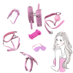 Kits de Bondage BDSM, Juguetes sexuales, juego de restricción de cuero genuino, esposas, Collar, mordaza, Juguetes sexuales para mujeres, parejas, juegos para adultos *BF-40214A-rosa