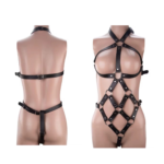 Barato PU cuero cuerpo completo Halter enjaulado BDSM Lencería Sexy Bondage Gear para mujeres BF-40700